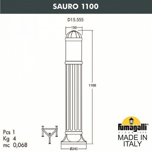 Наземный высокий светильник Fumagalli Sauro D15.555.000.LXF1R.FC1 фото 2