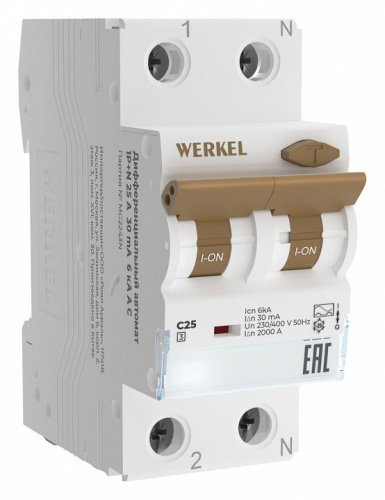 Дифференциальный автоматический выключатель 1P Werkel Дифференциальные автоматы W922P256
