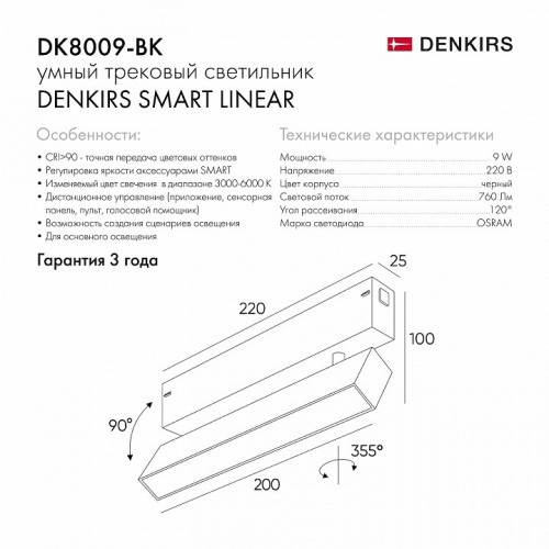 Накладной светильник Denkirs Smart DK8009-BK фото 3