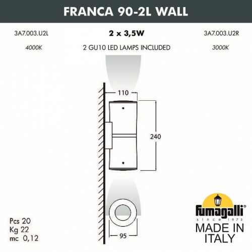 Светильник на штанге Fumagalli Franca 90 3A7.003.000.WXU2L фото 2