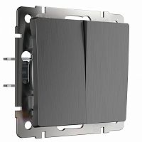 Выключатель проходной двухклавишный без рамки Werkel  WL04-SW-2G-2W (графит рифленый)